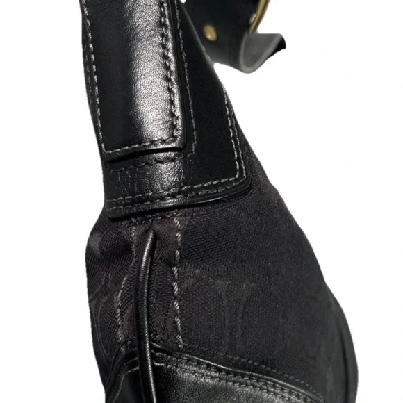 Y2K Coach Hampton Signature Jacquard Shoulder Hobo Bag Black Small Purse # 11371 - Picture 10 of 16